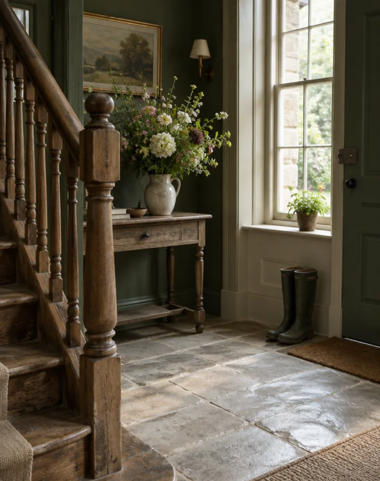 The entrance hall and staircase at The Ferrow House
